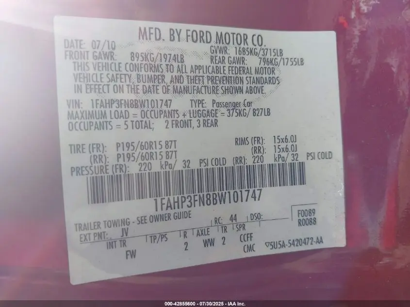 2011 FORD FOCUS SE