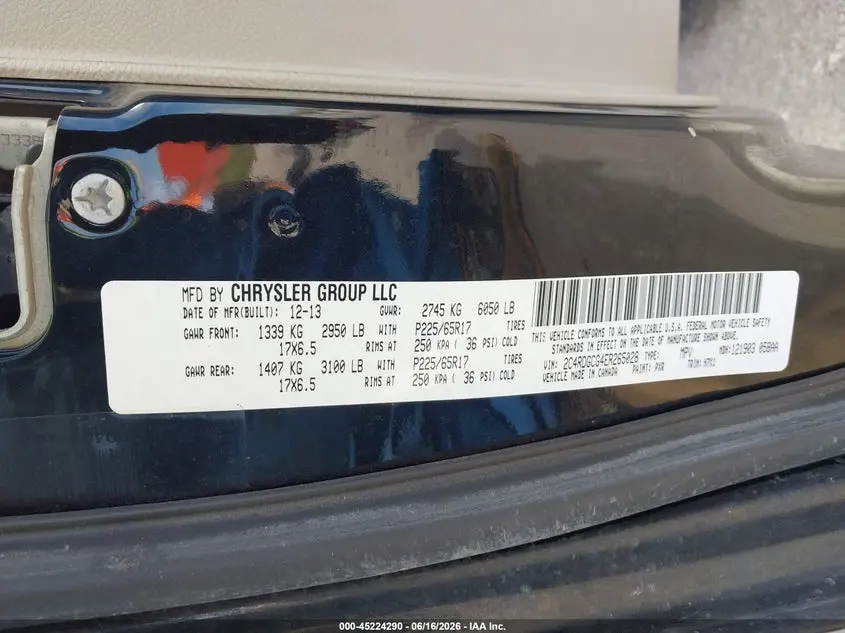 2014 DODGE GRAND CARAVAN SXT/SXT 30TH ANNIVERSARY