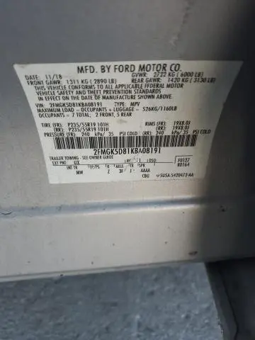 2019 FORD FLEX LIMITED  