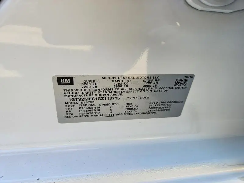 2016 GMC SIERRA K1500 SLE  