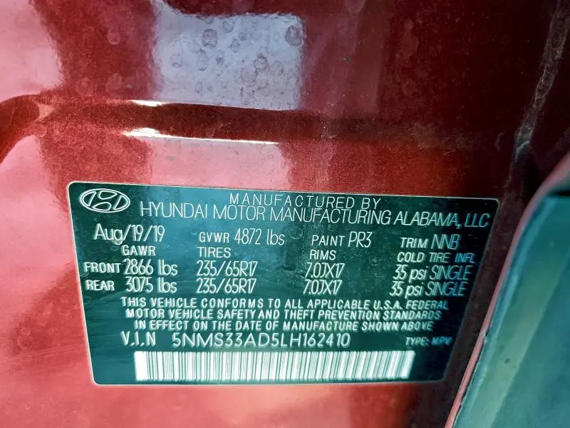 2020 HYUNDAI SANTA FE SEL  