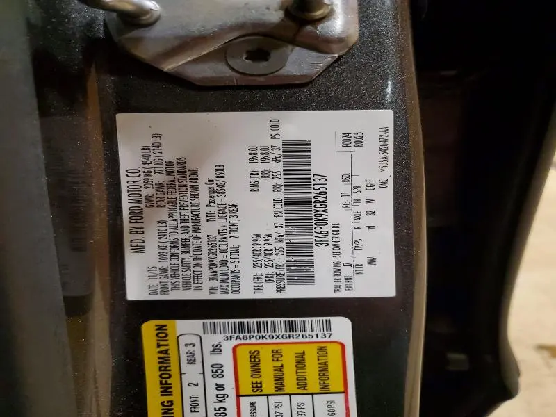 2016 FORD FUSION TITANIUM  