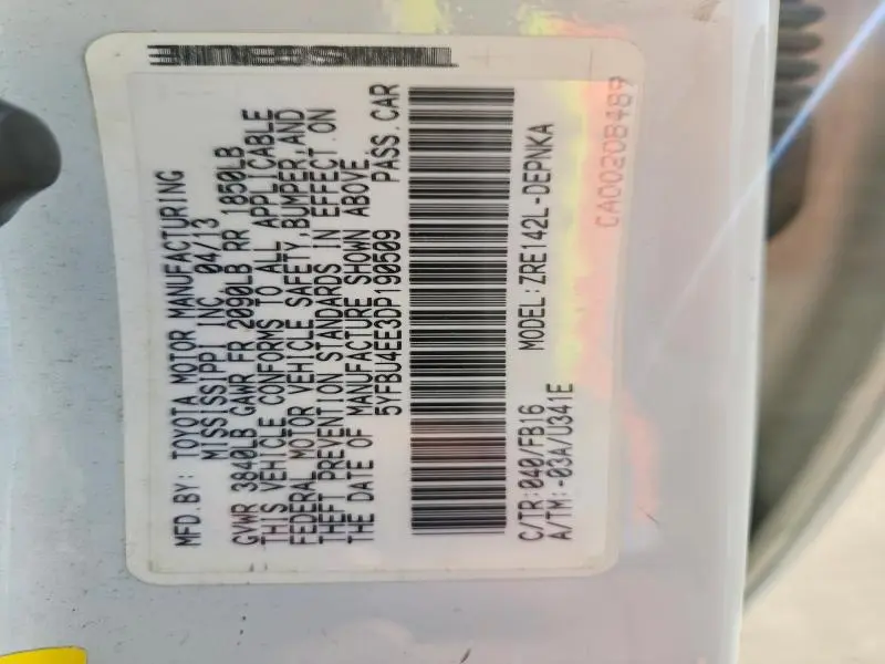 2013 TOYOTA COROLLA LE  