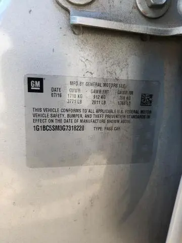 2016 CHEVROLET CRUZE LS