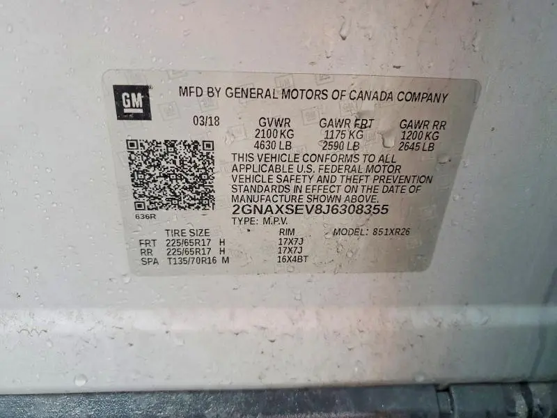 2018 CHEVROLET EQUINOX   