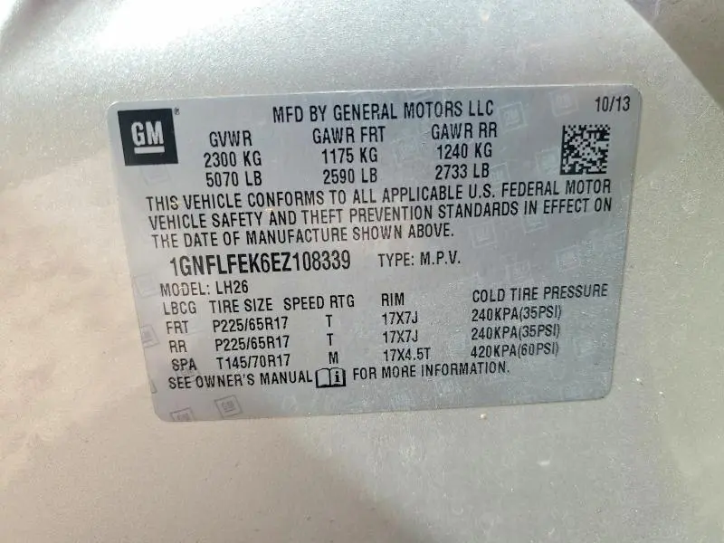 2014 CHEVROLET EQUINOX LT  