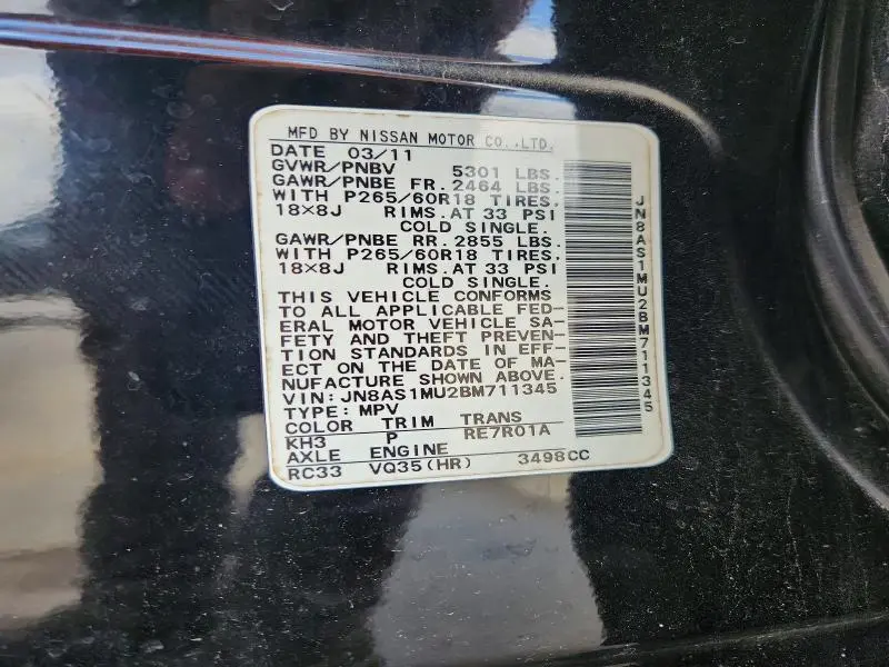 2011 INFINITI FX35 BASE  