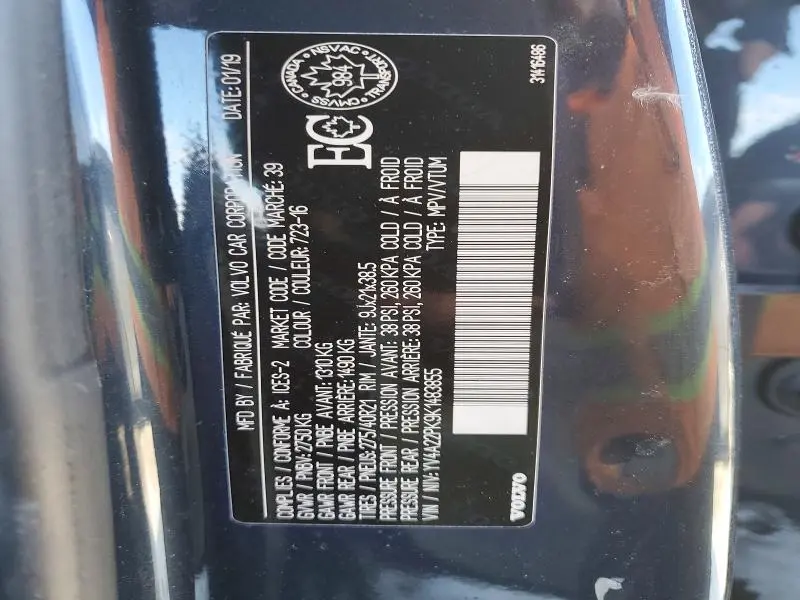 2019 VOLVO XC90 T6 MOMENTUM  