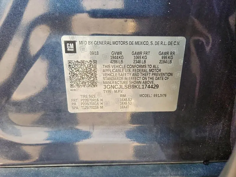 2019 CHEVROLET TRAX 1LT  