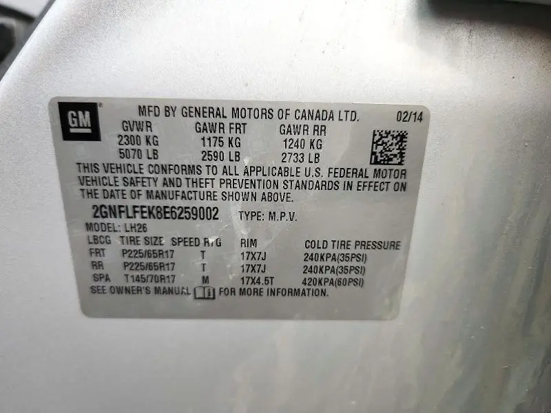 2014 CHEVROLET EQUINOX LT  