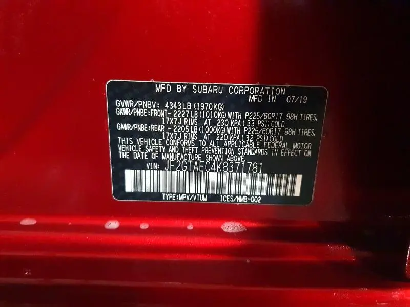 2019 SUBARU CROSSTREK PREMIUM  