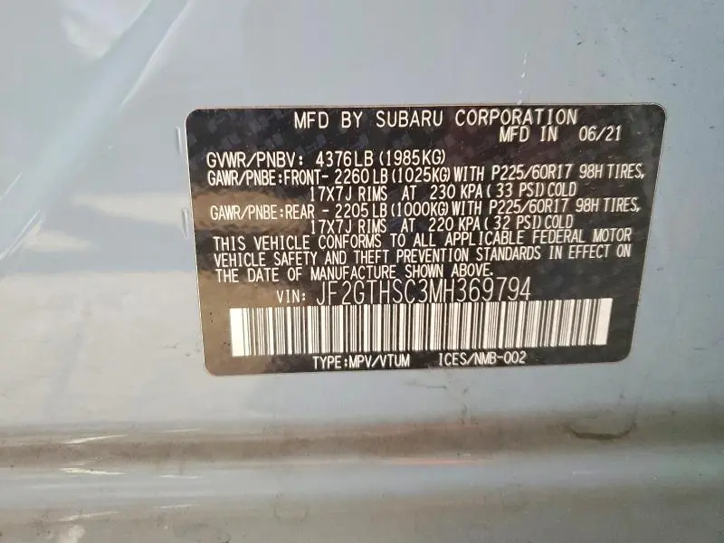 2021 SUBARU CROSSTREK SPORT  