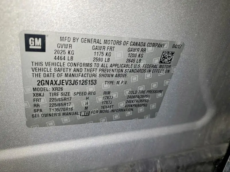 2018 CHEVROLET EQUINOX LT  