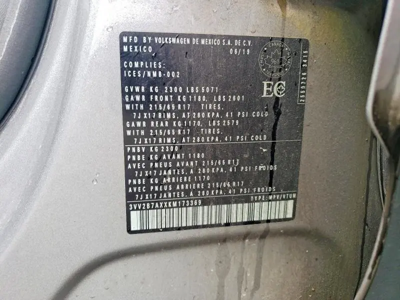 2019 VOLKSWAGEN TIGUAN SE  