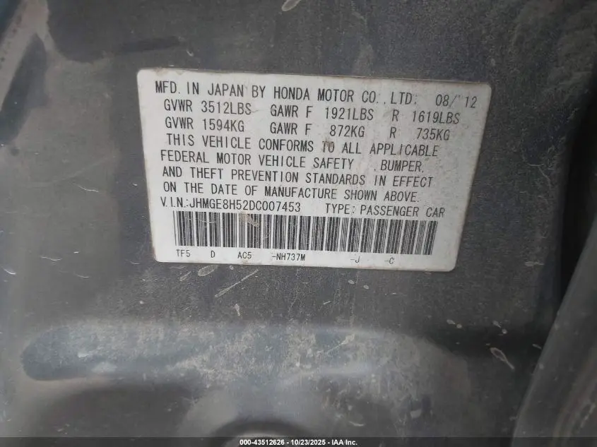 2013 HONDA FIT SPORT