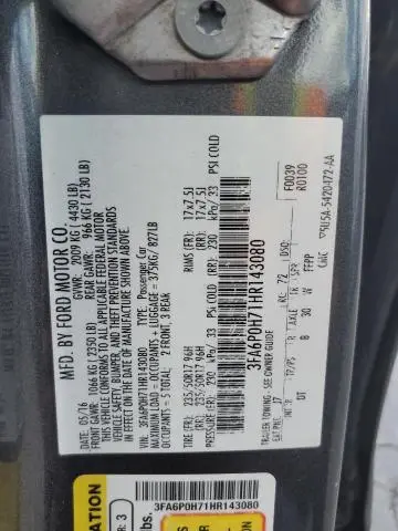 2017 FORD FUSION SE  