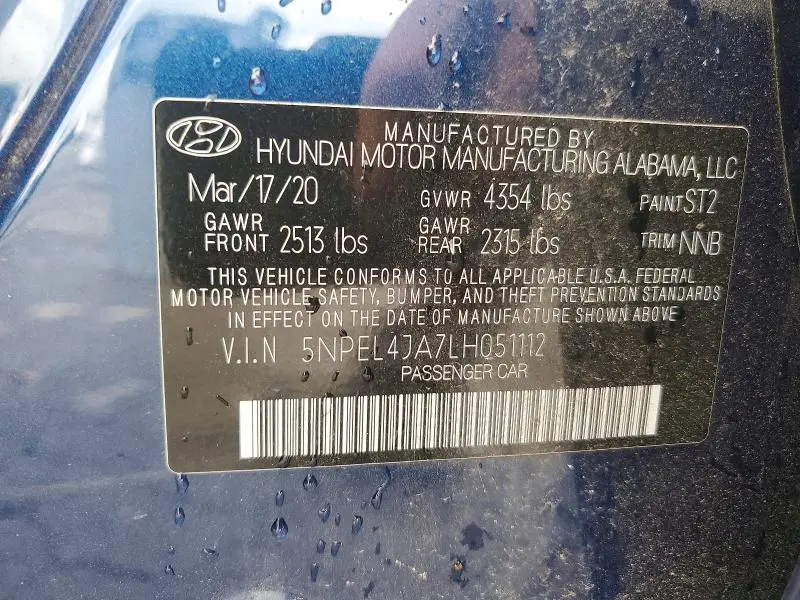 2020 HYUNDAI SONATA SEL  