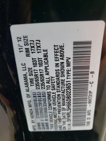 2013 HONDA ODYSSEY EXL  