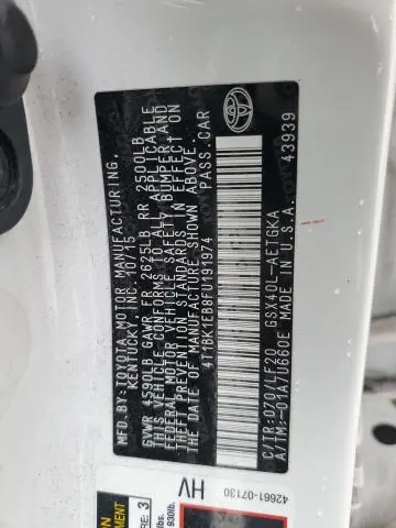 2015 TOYOTA AVALON XLE  