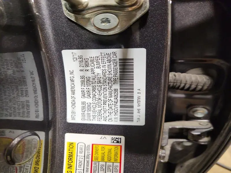 2018 HONDA ACCORD EX  