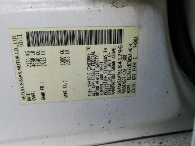 2011 NISSAN MAXIMA S  