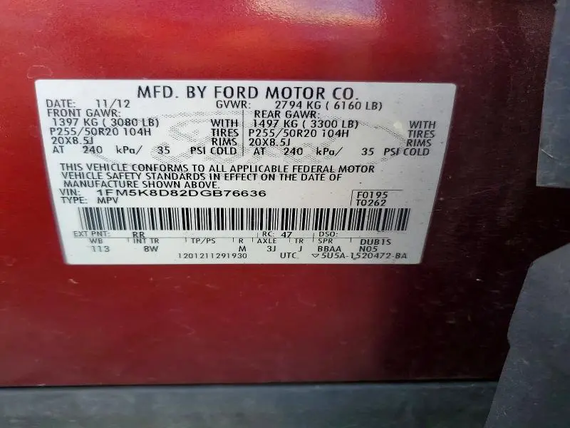 2013 FORD EXPLORER XLT  