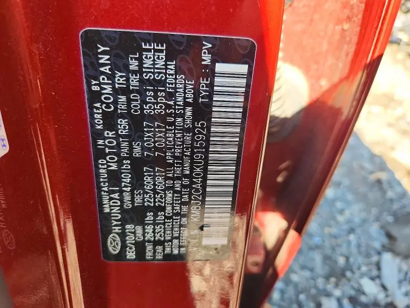 2019 HYUNDAI TUCSON SE  