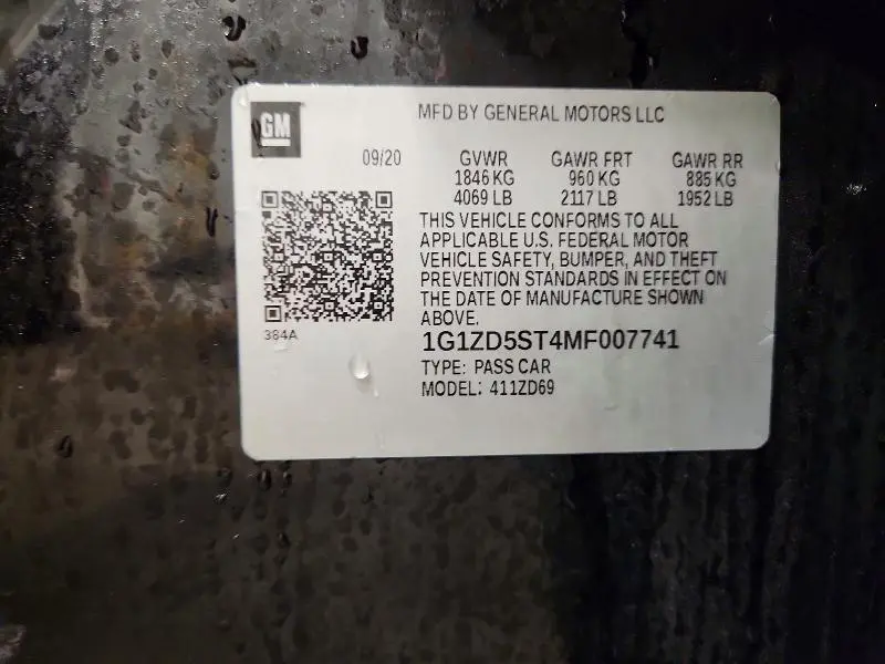 2021 CHEVROLET MALIBU LT  