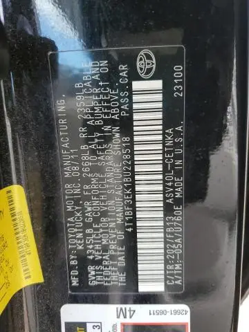 2011 TOYOTA CAMRY BASE  