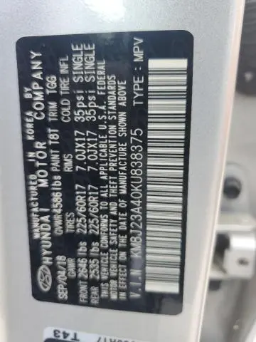 2019 HYUNDAI TUCSON SE  