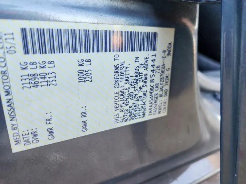 2011 NISSAN MAXIMA S  