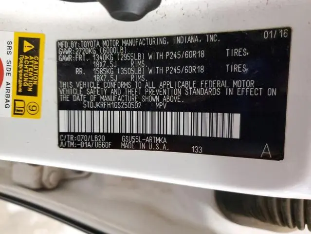 2016 TOYOTA HIGHLANDER XLE  