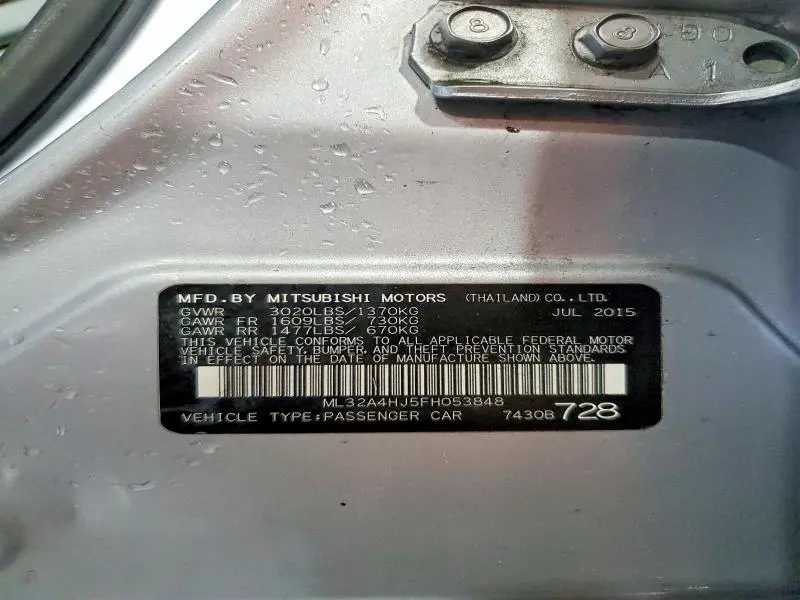 2015 MITSUBISHI MIRAGE ES  