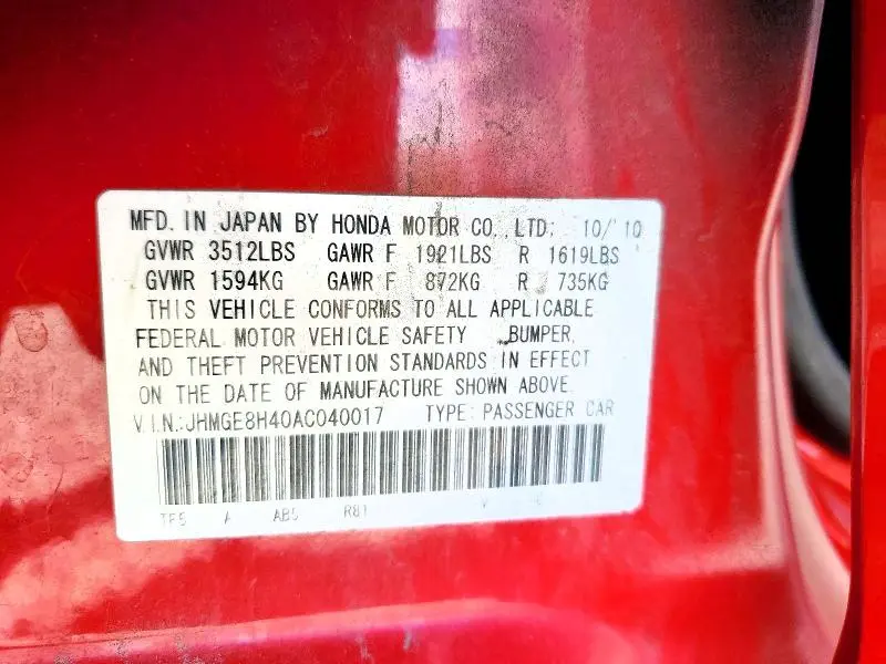 2010 HONDA FIT SPORT  