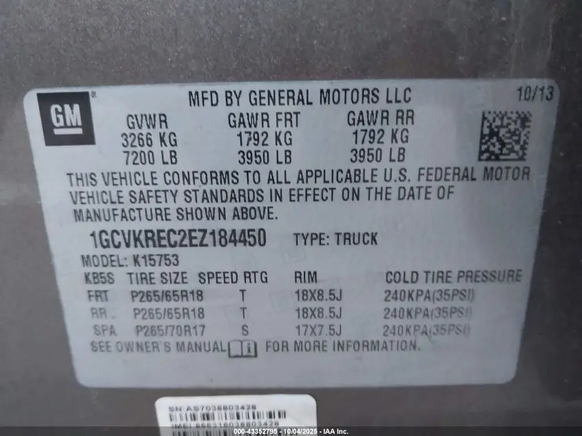 2014 CHEVROLET SILVERADO 1500 1LT