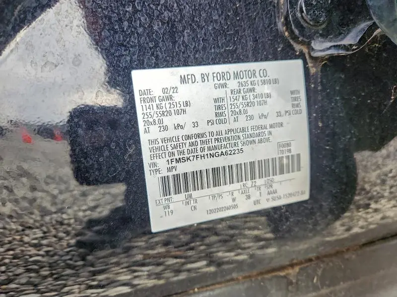 2022 FORD EXPLORER LIMITED  