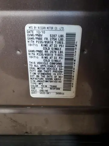 2011 NISSAN MURANO S  