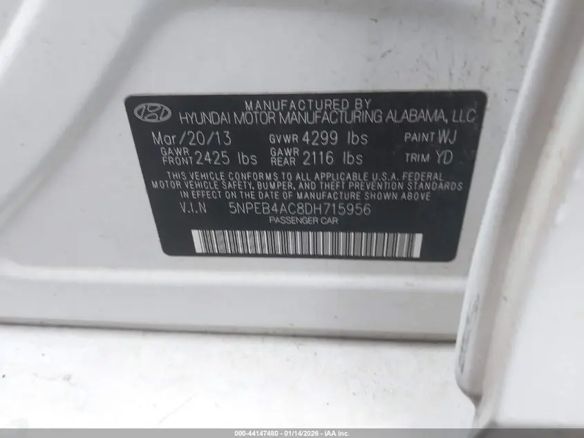 2013 HYUNDAI SONATA GLS