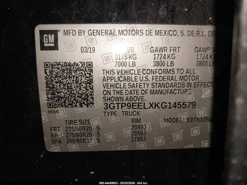 2019 GMC SIERRA 1500 AT4