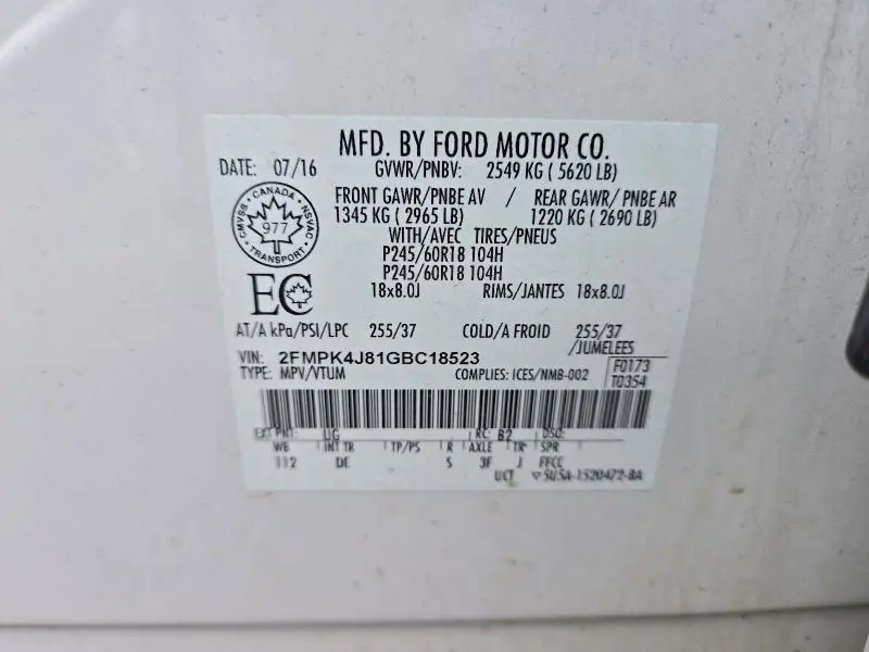 2016 FORD EDGE SEL  