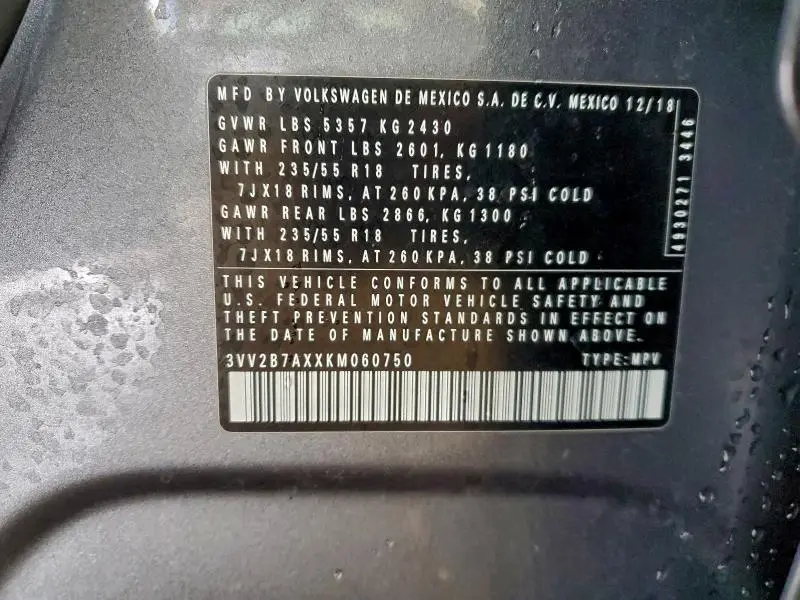 2019 VOLKSWAGEN TIGUAN SE  