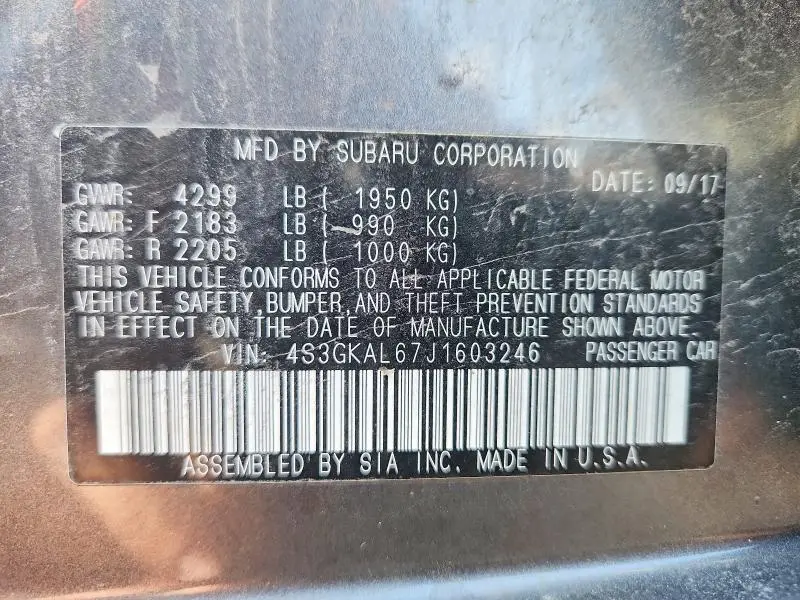 2018 SUBARU IMPREZA SPORT  