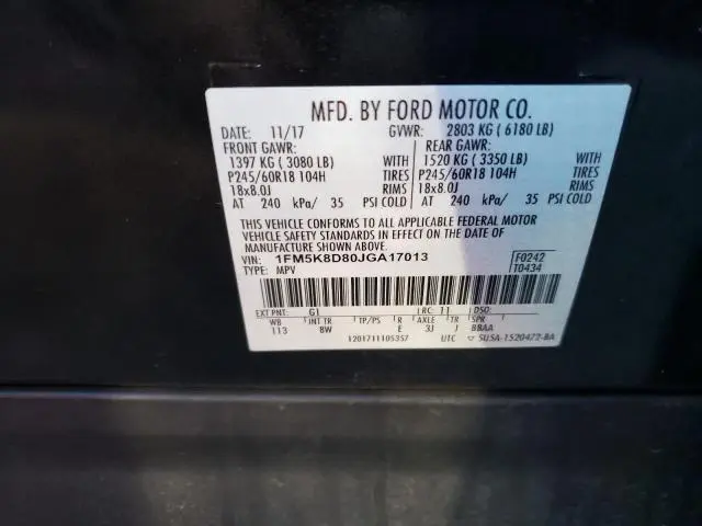 2018 FORD EXPLORER XLT  