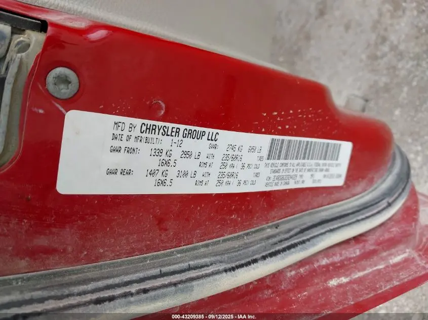 2012 DODGE GRAND CARAVAN SE/AVP