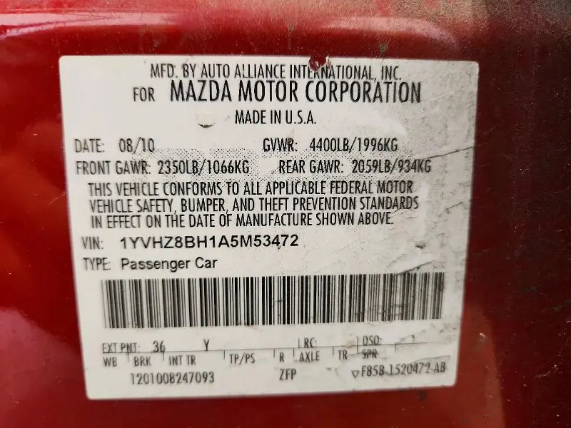 2010 MAZDA 6 I  