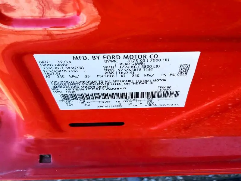 2015 FORD F150 SUPERCREW  