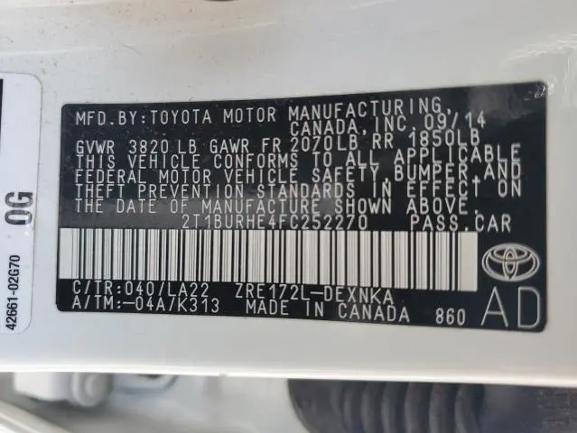 2015 TOYOTA COROLLA L
