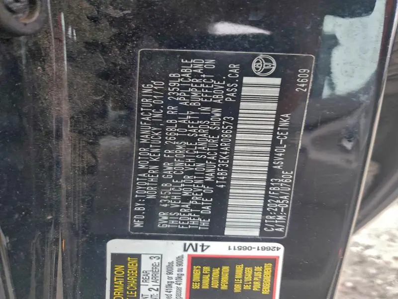 2010 TOYOTA CAMRY BASE  