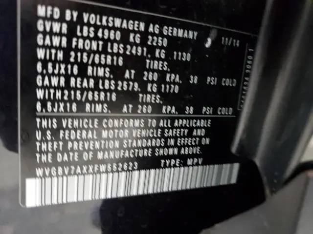 2015 VOLKSWAGEN TIGUAN S