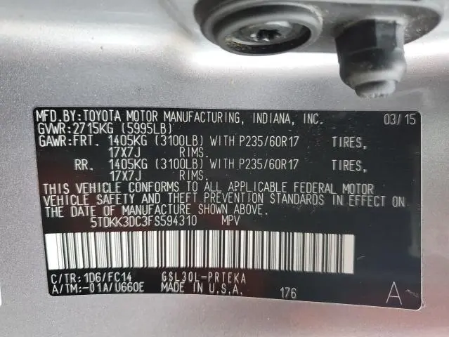2015 TOYOTA SIENNA LE  